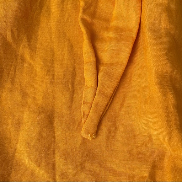 Ann Taylor Orange Linen A-Line Linen Blend Knee Length Skirt with Pockets - Picture 7 of 15